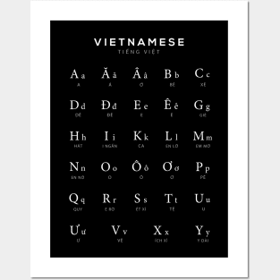 Vietnamese Alphabet Chart, Vietnam Language Chart, Black Posters and Art